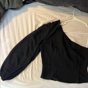 Lulu’s Modern Arrival Black Long Sleeve One Shoulder Top